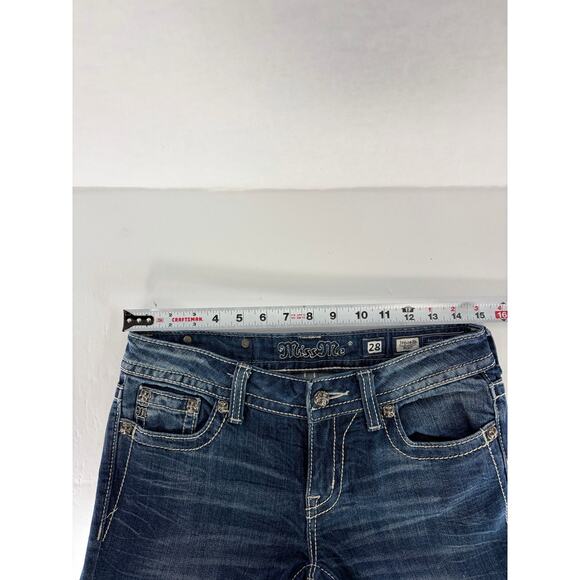 Miss Me Jeans Women's 28 Blue Bootcut Rhinestones Fleur De Lis Bling - Picture 5 of 12
